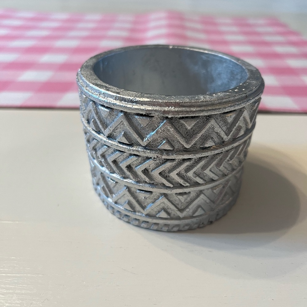 Silver Tribal Print Trinket Jar